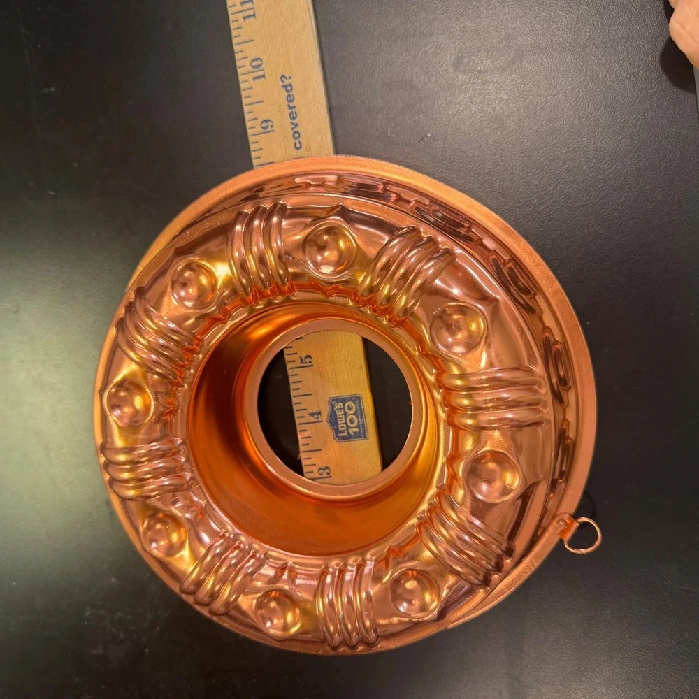 Vintage Copper Jello Mold Cake Pan 7.5 Inch Rose Gold Fluted Wall Decor 3.5 Cup